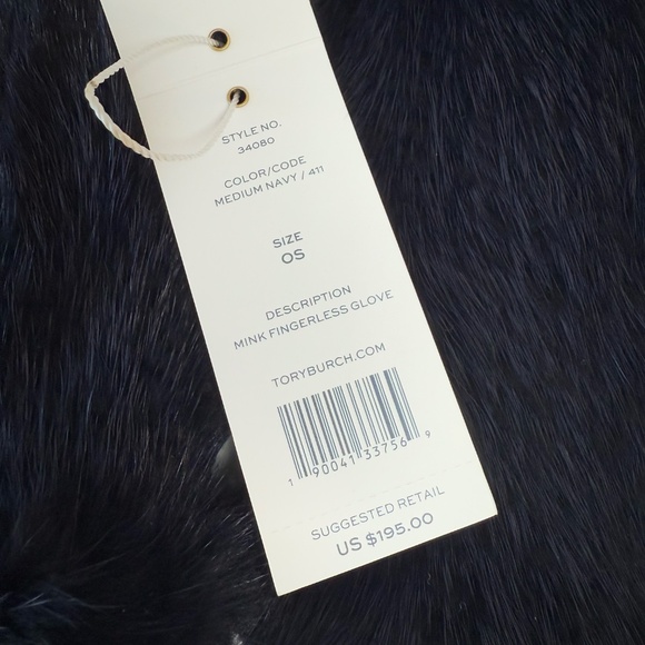 Tory Burch | Mink Fingerless Gloves Navy Blue - Picture 5 of 9